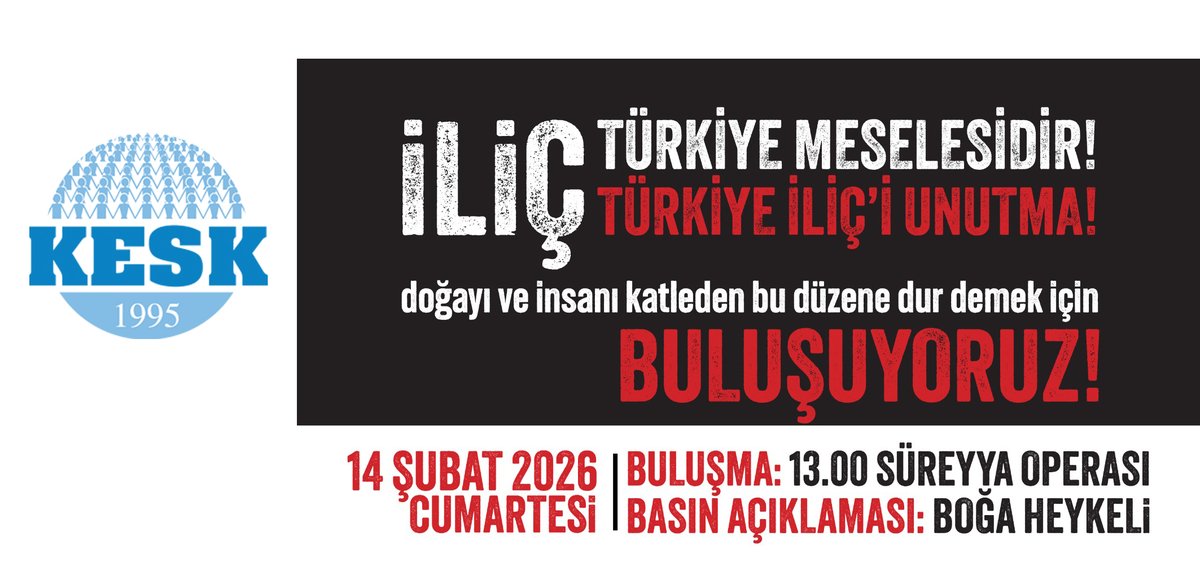 İLİÇ'İ UNUTMADIK!
Doğayı ve İnsanı Katleden Düzene
Dur Demek İçin Buluşuyoruz!

Erzincan İliç’te Anagold Madenciliğe ait Çöpler Altın Maden’inde 9 işçimizin siyanürlü liç yığını altında kalarak yaşamını yitirdiği facianın üzerinden tam iki yıl geçti.

Aradan geçen 2 yıla rağmen: