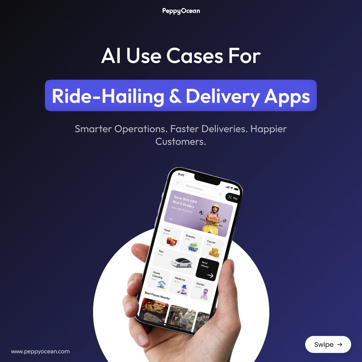 PeppyOcean's tweet image. In #RideHailing and delivery, every second counts. AI matches riders &amp;amp; drivers instantly, predicts demand, optimizes routes &amp;amp; personalizes experiences. The platforms that move faster &amp;amp; anticipate needs win. Make your app smarter, faster &amp;amp; more reliable.

#DeliveryApps #AI