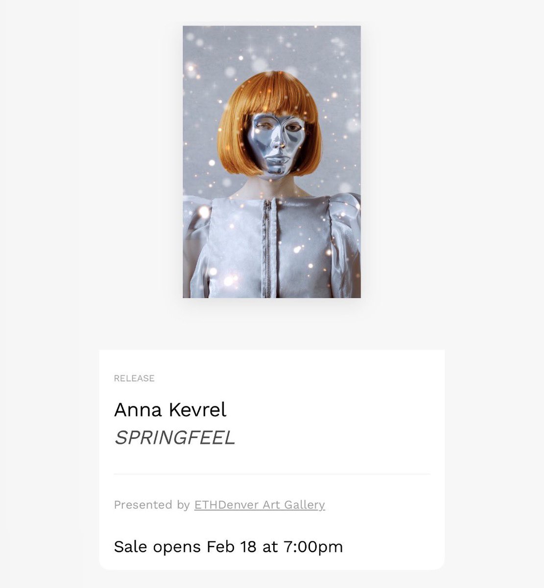 annakevrel's tweet photo. Sale of my Springfeel open Feb 18 at 7pm on https://t.co/n7VUg7gAxO 

@EthereumDenver Art gallery 🤍
@theHUGart 🤍 https://t.co/GVhSozaaIM