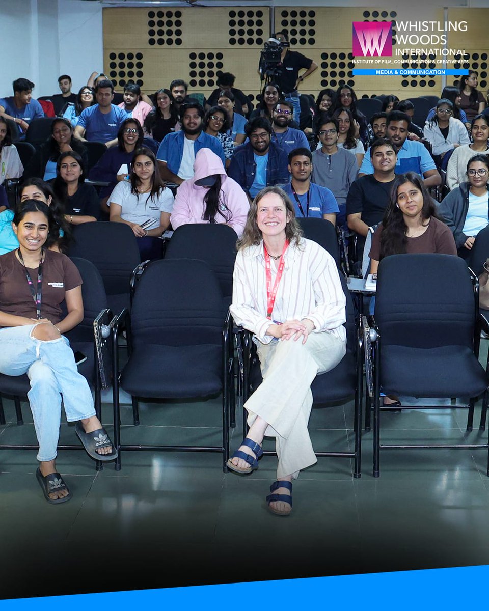 Whistling_Woods's tweet image. We were delighted to host Rebecca (Bex) Hopkins, Head of Production at the UK’s National Film and Television School (NFTS), for an insightful session with our School of Media &amp;amp; Communication.

#whistlingwoodsinternational #dowhatyoulove #film #production