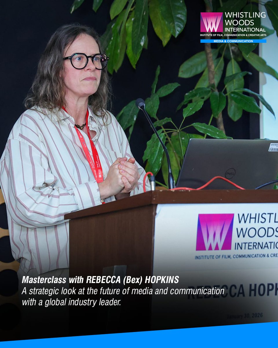 Whistling_Woods's tweet image. We were delighted to host Rebecca (Bex) Hopkins, Head of Production at the UK’s National Film and Television School (NFTS), for an insightful session with our School of Media &amp;amp; Communication.

#whistlingwoodsinternational #dowhatyoulove #film #production