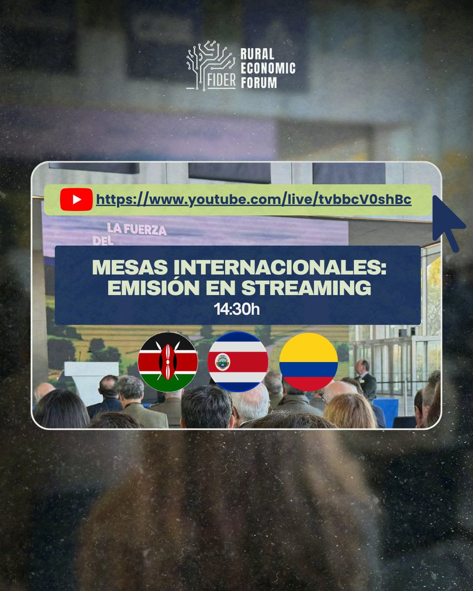 fiderforum's tweet photo. Hoy a las 14:30 h, FIDER se conecta en directo con Colombia, Kenia y Costa Rica para las mesas internacionales. Sigue la transmisión y accede a una visión global del territorio.

🔴 Streaming: https://t.co/NjXzCVxPaZ
#FIDER2026 https://t.co/qIknJvYICG