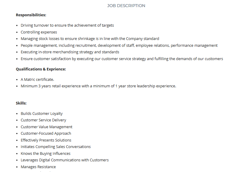 Job Alert!!!
 
Company:<a href="/home/">Geneia@home</a> 
Position: Store Manager
Location: Eastern Cape, South Africa
Click here to apply: spanihunter.co.za/single-job/?id…  
Closing Date: 13/02/2026

Please refer to the picture for more info