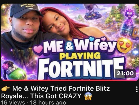DatBulPreZ's tweet photo. Me &amp; Wifey jumped into Fortnite Blitz Royale… BIG mistake 😂🔥  
This might be our CRAZIEST video yet 😱  https://t.co/FOdXWFywOA
Watch now &amp; tell me who carried 👀  
🎥 DatBulGaming on YouTube  
#Fortnite #YouTubeGaming #CoupleGaming #GamingCommunity #SmallStreamer https://t.co/UlFx7MBbMD