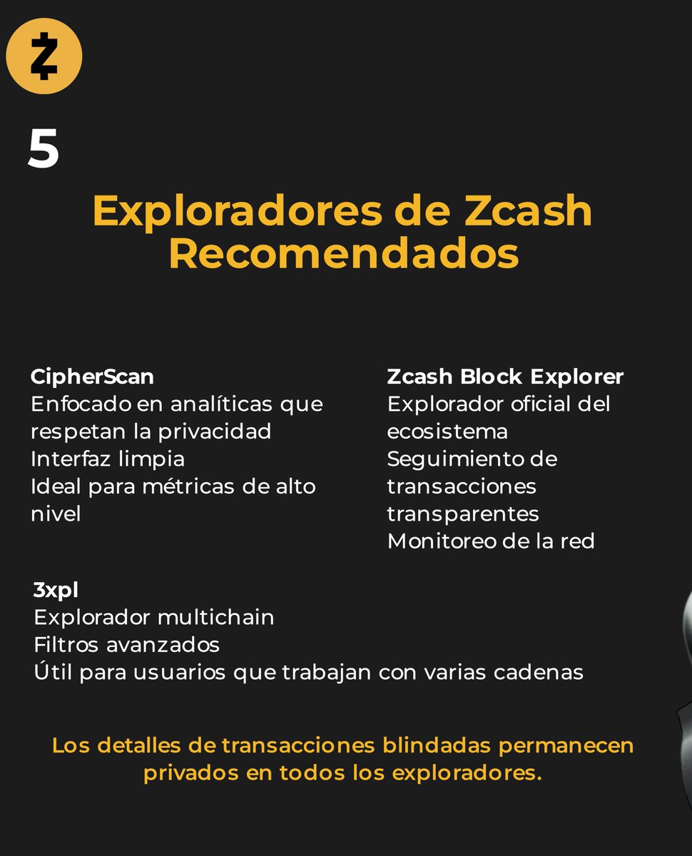 Edicksonjga's tweet photo. Si quieres experimentar esto por ti mismo, te recomendamos estas herramientas:

• Zcash Block Explorer: El estándar de la casa.
• https://t.co/wAs8r1aeie - @cipherscan_app 
• https://t.co/R8XATnvm2b -  @zypherscan
• https://t.co/SQl5ObHWVA - @3xplcom 5/7 https://t.co/Xr4hwuWYYS