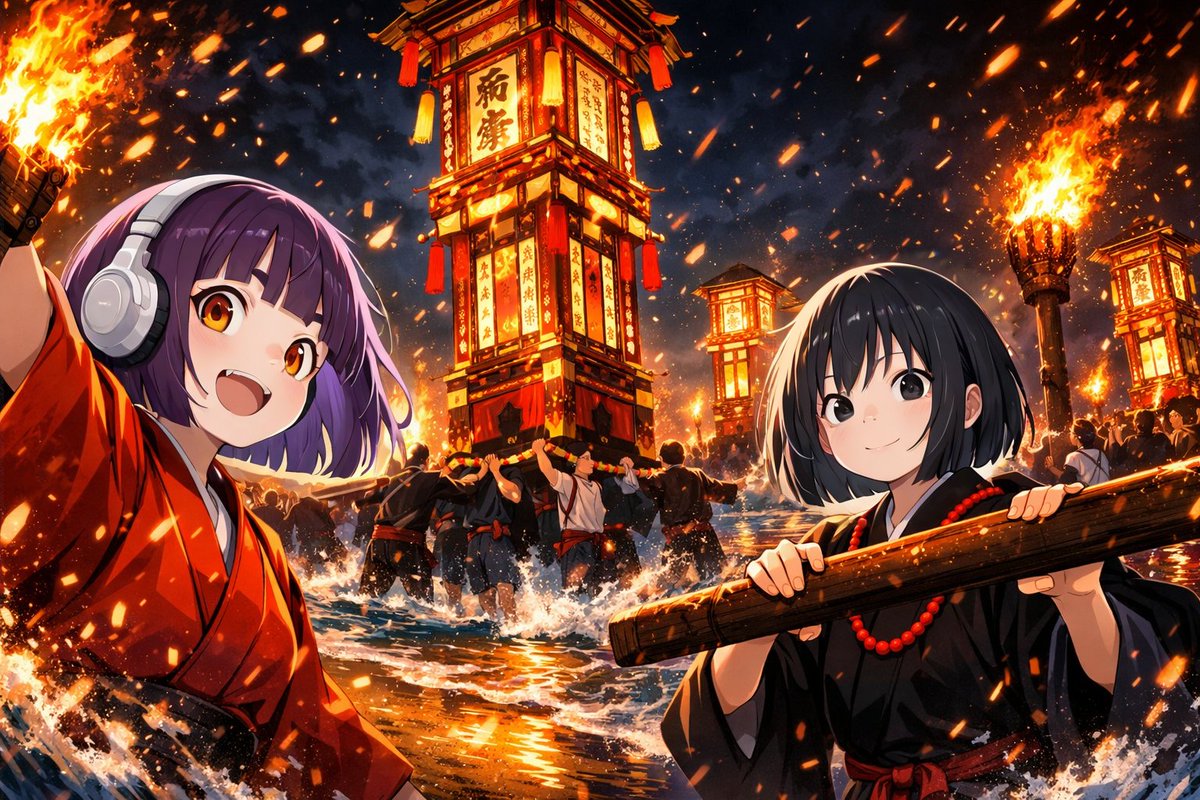 日本遺産の日ということで、日本のどこかのお祭りに参加されているいつもの僧侶さんと、しらすちゃんの様子を想像してみました。
本当は、日本遺産の能登のキリコ祭りをAI先生にお願いしたのですが、ちょっと難しかったみたいです😅
合掌、日本遺産共演感謝御礼、礼拝