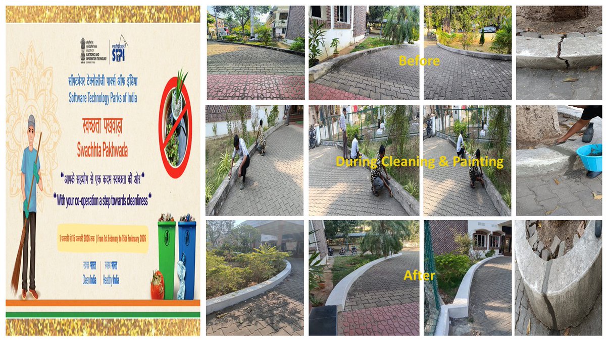 stpikkd's tweet photo. As part of #SwachhtaPakhwada2026, cleaning and painting works were carried out along the pathway 
@stpikkd office premises to promote cleanliness and a better environment.
#SwachhtaPakhwada #SwachhBharat #STPIINDIA
@arvindtw @guptaa_sanjay @kavithaC8 https://t.co/2GdKTowoZZ