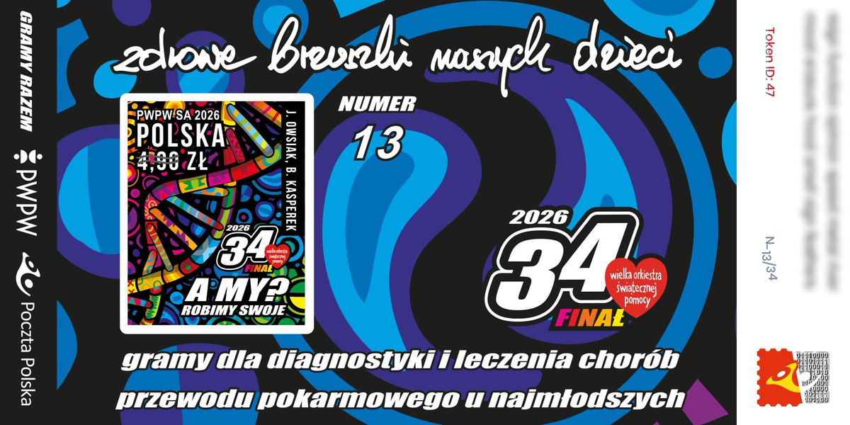 🍀  W licytacjach nowodruków NFT "34. Finał WOŚP" pojawiła się dodatkowa niespodzianka 🎁

Osoby, które wylicytują najwyżej nr 1⃣ i 1⃣3⃣ (perforowane oraz nieperforowane), otrzymają zaproszenie na wycieczkę do <a href="/PWPW_SA/">PWPW</a>  🏛️

Aukcje <a href="/fundacjawosp/">WOŚP</a> trwają do 16.02 ⏳
🔗