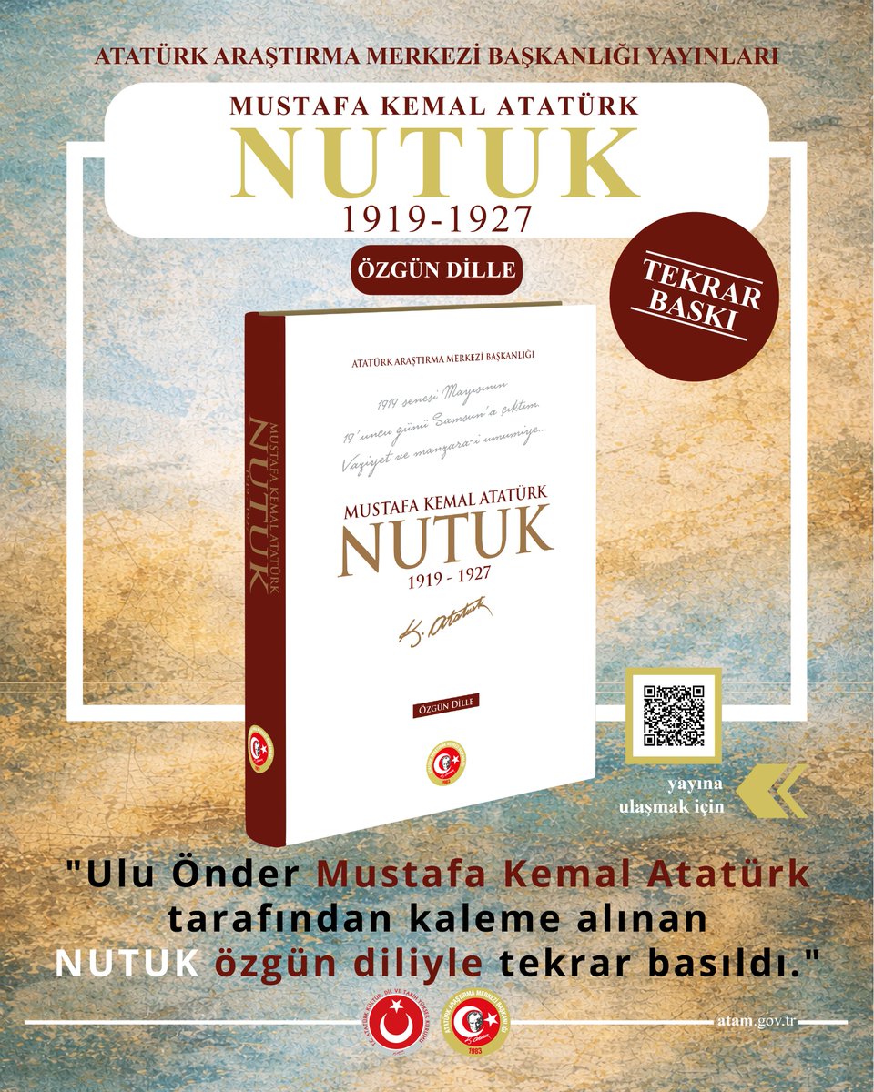 Atatürk’ün kişiliği, düşüncesi, ilkeleri ve inkılâplarını araştırmak ve ilgili eserleri yayıma hazırlamakla görevli Atatürk Araştırma Merkezi, Nutuk’un yeni baskısını kamuoyunun ilgisine sunmuştur.

Gazi Mustafa Kemal Atatürk’ün, Cumhuriyet Halk Partisi’nin İkinci Kurultayı’nda