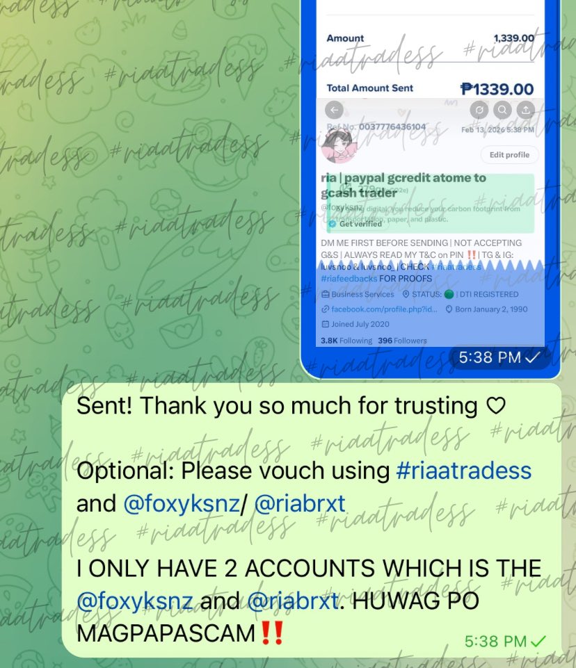 ༻ PAYPAL TO GCASH TRADE ༺

THANK YOU SO MUCH FOR TRUSTING! 

MY OLD ACCOUNT (<a href="/luvsnoo_/">ria | paypal gcredit unveri to gcash trader low</a>) WAS SUSPENDED

✧ #riaatradess