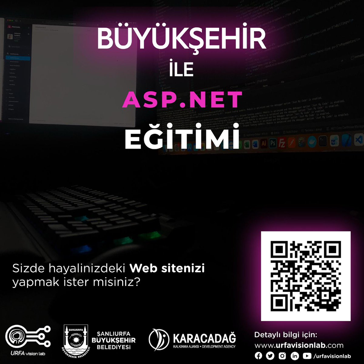 BÜYÜKŞEHİR İLE ASP.NET EĞİTİMİ BAŞLIYOR🚀

Hayalinizdeki web sitesini kendiniz yapmak ister misiniz? Sıfırdan başlayarak modern web teknolojileriyle tanışmaya ve kendi projelerinizi geliştirmeye hazır olun!

ASP.NET eğitimi ile;
🔹 Dinamik web
