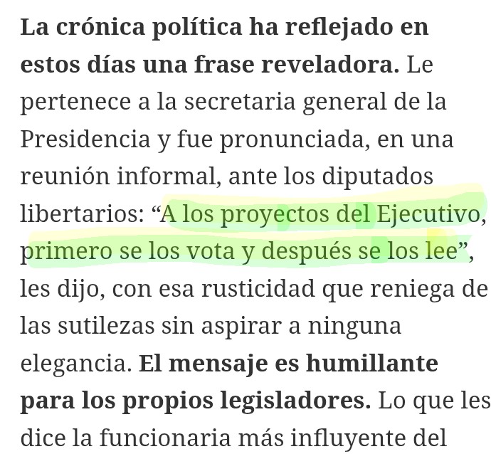 "No necesitamos pensar, el general piensa por nosotros. Seremos implacables y fanáticos. No pediremos ni capacidad ni inteligencia. Nadie es dueño de la verdad, excepto Perón". Eva Perón. 
Abajo Karina Milei aleccionando a los gatos y tarados que metieron en el Congreso.