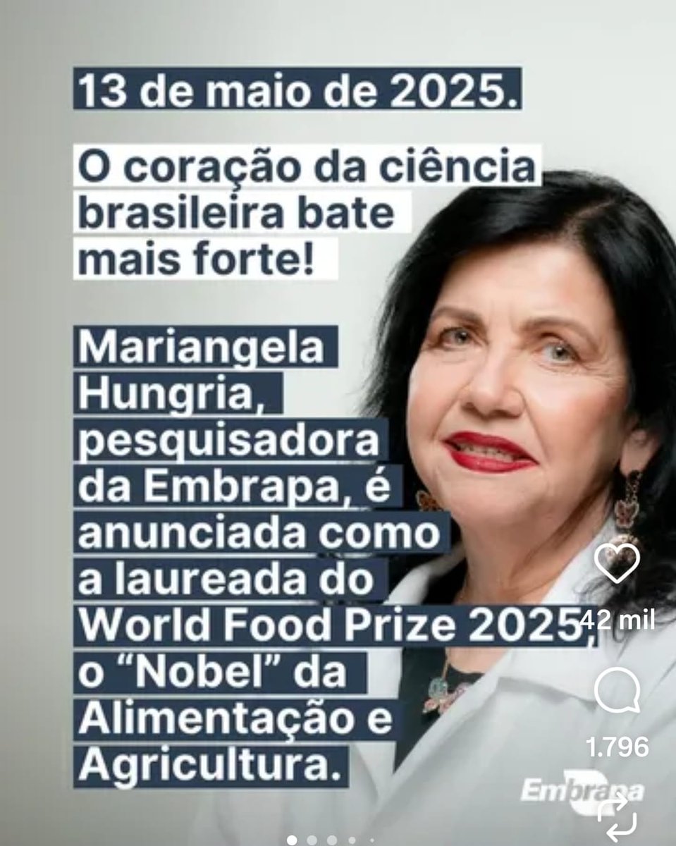 <a href="/arquivocurioso/">Arquivo Curioso</a> E outra 🇧🇷 ganhou o Nobel da alimentação e agricultura.<a href="/biotecsolo/">Mariangela Hungria</a>