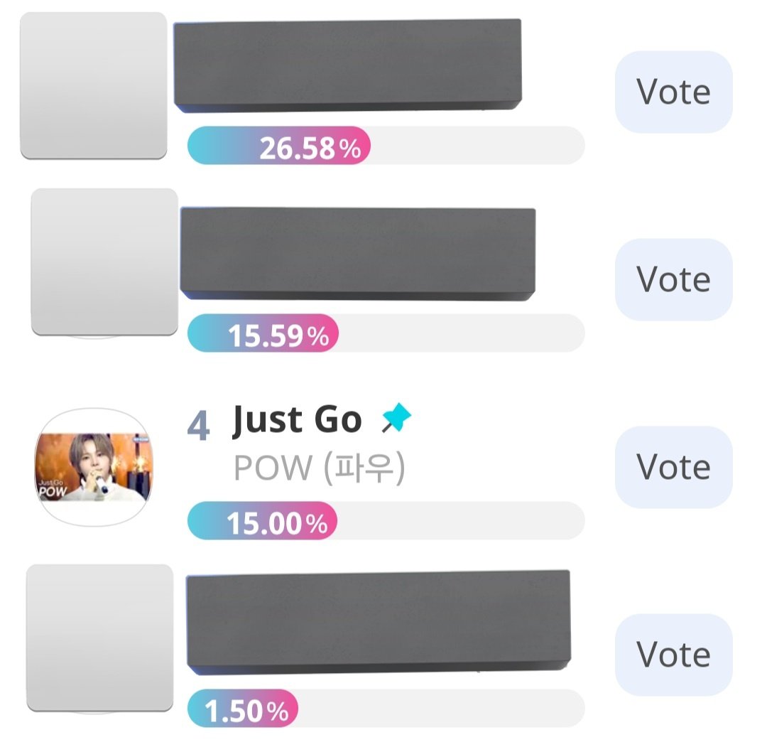 [🚨] ปิ๊บ! ปิ๊บ! ขอชวนพาวเวอร์ทุกสารทิศ มาร่วมแรงร่วมใจโหวตเพลง Just Go ถ้วย Stage Champion ให้น้องพาวกัน 🗣️ โหวตชนะแบกถ้วยกลับบ้านไปเลย

⏰ ปิดโหวตพรุ่งนี้ เวลา 21.59 น. 🇹🇭
📱แอปฯ Idolchamp 
🗳️ 10 🩷/🩵 = 1 vote
🗳️ โหวตได้ไม่จำกัด

#VoteForPOW #POW #파우 #.เพลงดีต้องมีถ้วยรางวัล