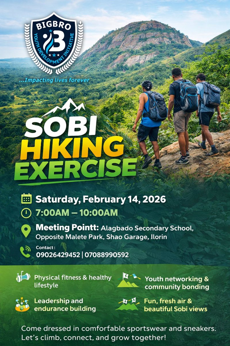 localbigbro's tweet photo. If you will be in chanced tomorrow, let’s breathe fresh air, sweat a little, take pictures, and start the weekend right.

Send a dm to be a part of this experience 
Contacts:
Musty
09026429452 

Bigbro
08138442474 https://t.co/a5dy0207GQ
