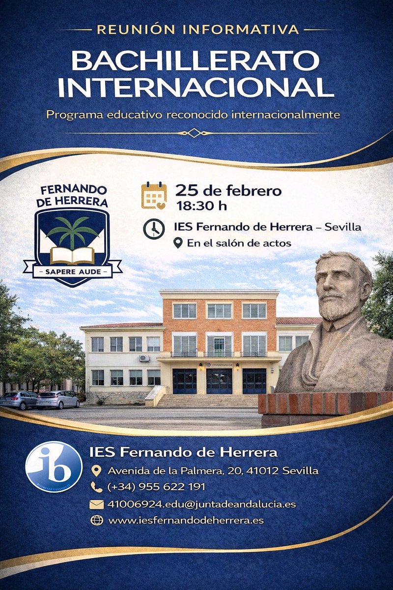 Reunión informativa sobre el Bachillerato Internacional, el día 25 de febrero a las 18:30 en el salón de actos del IES Fernando de Herrera.