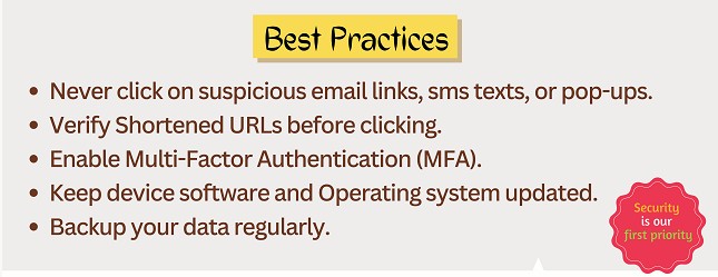 Stay safe from Malware attacks
"One Click Can Cost Everything: Stay Cyber Safe"
If you are victim of Cyber Fraud please report at cybercrime.gov.in or call  1930.
#call1930 #safetyfirst #besafe #cybersecurity #BeCatious #cyberfraud #BeSmart #CyberCrime #CyberCrimeAwareness