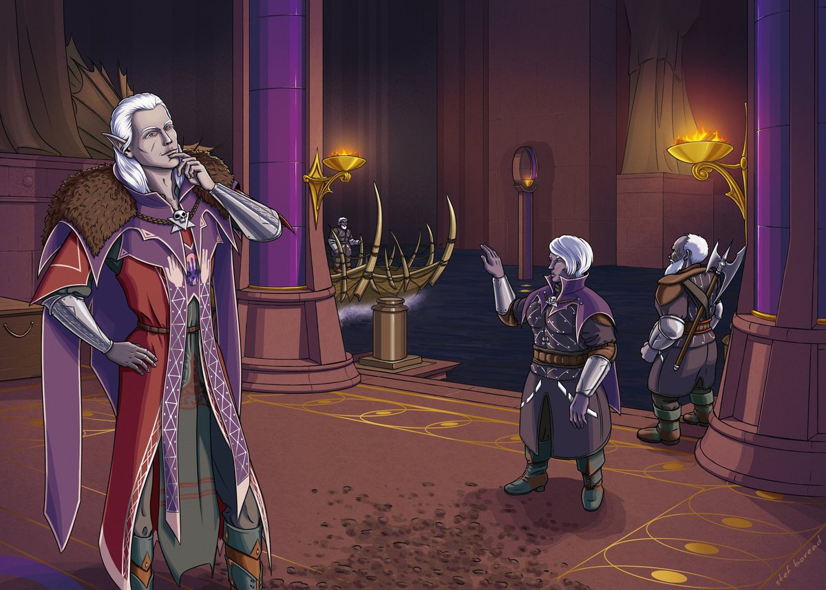 stefboread's tweet photo. My art spread for our BG3 zine ❤️
Nere and the Duergars before he was trapped in Grymforge ~
#artwork #BaldursGate3 #BG3AnniversaryZine #Drow #Nere #duergars #underdark https://t.co/ZmjrtYpLR1