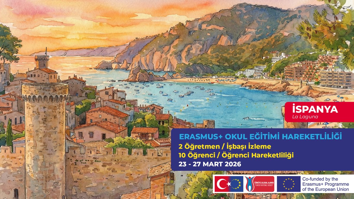 🌍 2025 Sch Erasmus+ Okul Eğitimi Akreditasyon Projesi Kapsamında İspanya'da öğretmenler için işbaşı eğitim ve öğrenci gruplarının hareketliliği başvuruları başladı.

Müdürlüğümüz tarafından yürütülmekte olan 2025-1-TR01-KA121-SCH-000336426 Erasmus+ Okul Eğitimi Akreditasyon