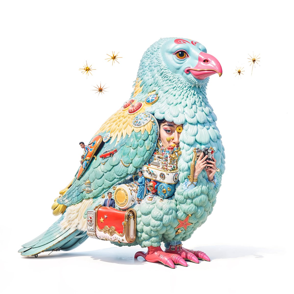 Surreal bird sculpture