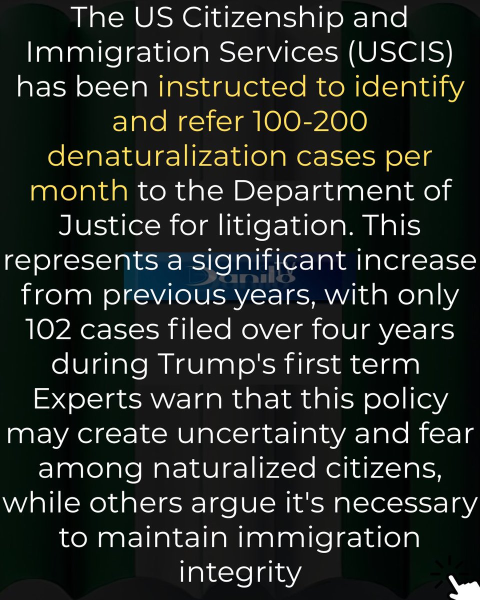 Danilo___TV's tweet image. #DaniloUpdate — (Global Politics 🌍)
The administration of Donald Trump is reportedly pushing efforts to expand policies that could allow the revocation of U.S. citizenship from certain foreign-born Americans as part of a broader immigration crackdown.

#DaniloTV #USPolitics