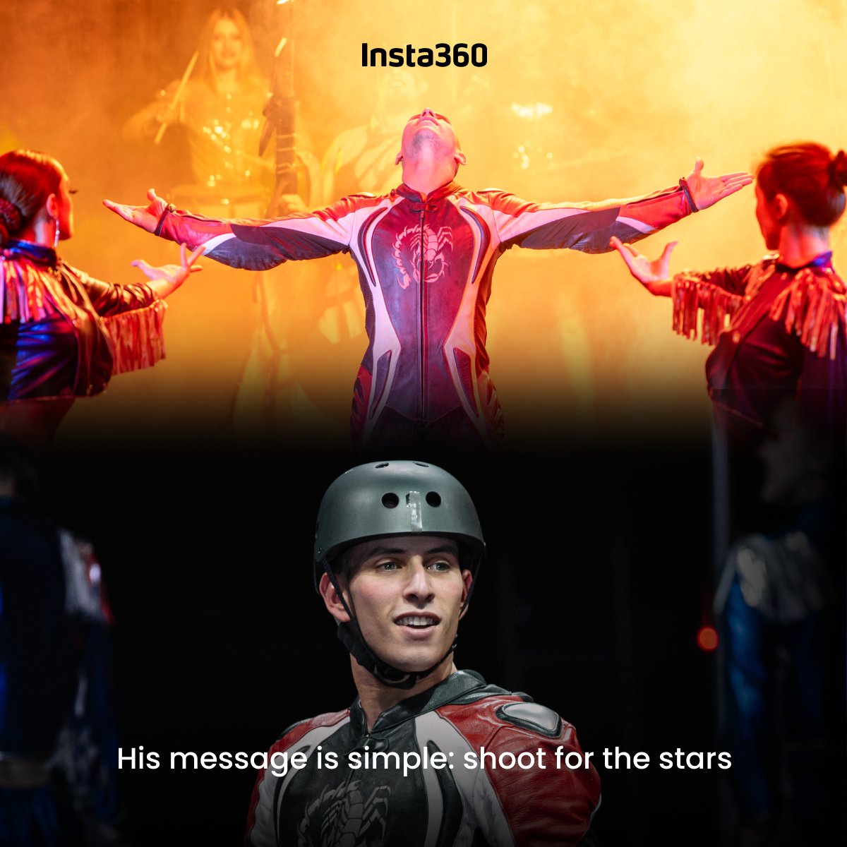 insta360's tweet photo. Being fired out of a 26ft cannon? That's just a regular Tuesday for Leonardo hombre bala🔥 Swipe to read about the human cannonball who shoots for the stars ⬅️ #Insta360Stories #Thinkbold https://t.co/1IEimcGwiY