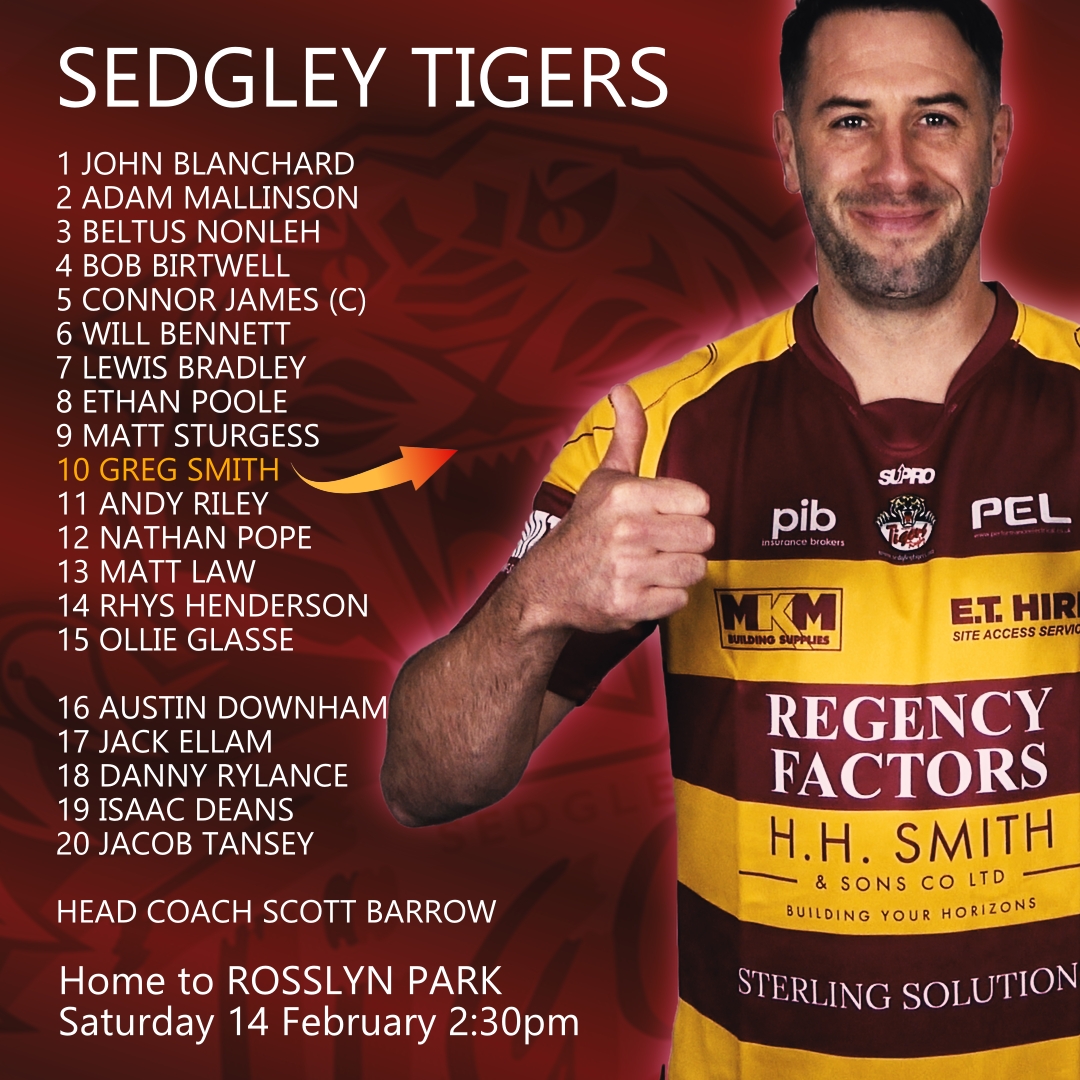 🐯 TIGERS LINEUP!

ℹ️ Here's how the Tigers line up as we welcome Rosslyn Park to Park Lane tomorrow in National 1.

🆚 <a href="/rosslynpark/">Rosslyn Park</a> 

🕐 Gates 1pm, KO 2:30pm

📌 Whitefield, north Manchester M45 7DZ

🍺🍷🍵 Get in early and enjoy the build-up!

👏🏻 Come and support your Tigers!