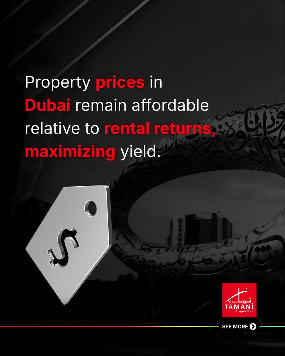 TamaniProp's tweet photo. 🏙️ Dubai leads global rental yields with 6–10%+ returns, driven by high demand, rapid population growth, and tax‑free rental income.

📊Global comparison: 
• Dubai: 6–10%+
• New York: 2–4%
• London: 3–5%

Dubai isn’t just growing - it’s leading the world in rental performance. https://t.co/K7zWruLVN8