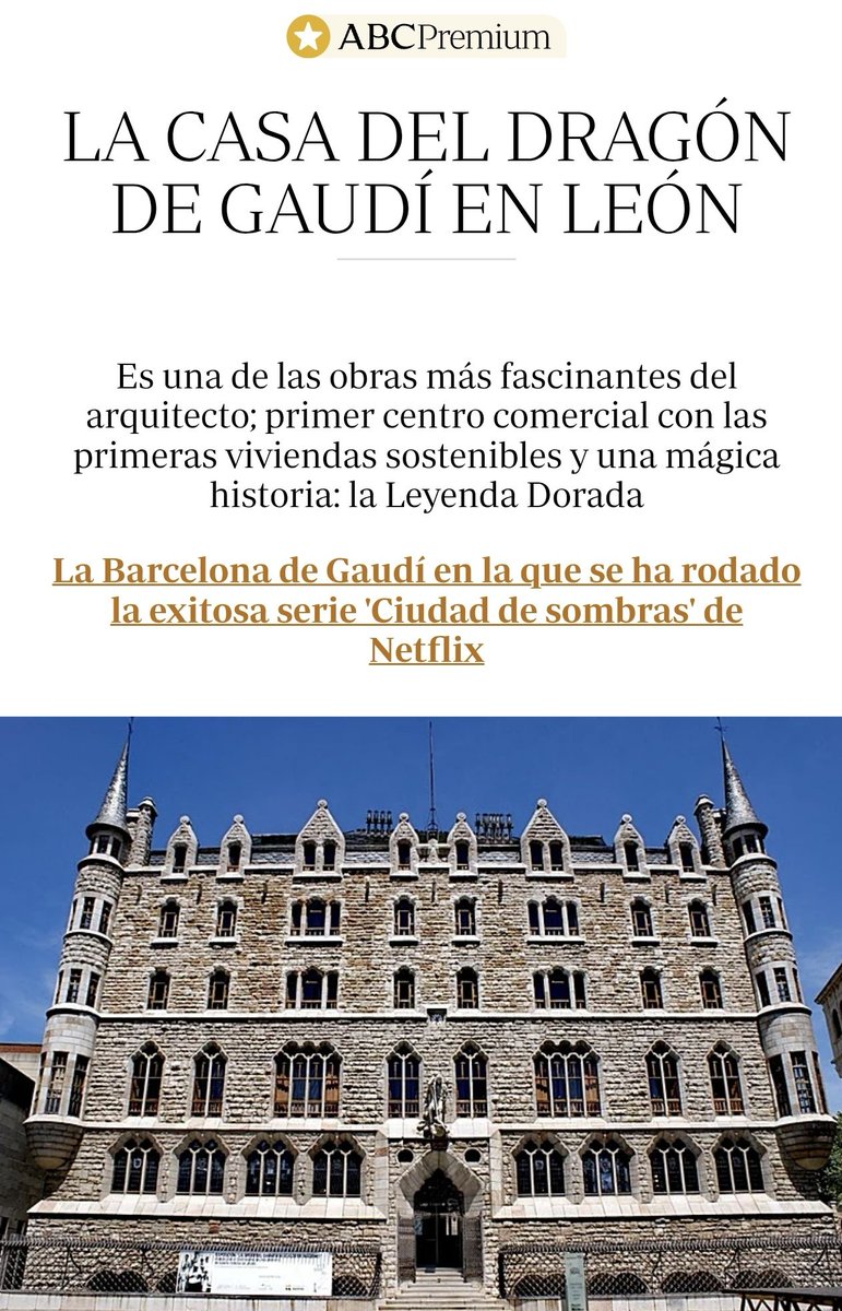 FranContrerasG's tweet photo. Extra! Nuevo reportaje en @abc_es @abcviajar
Continúa el viaje por la España Mágica en #ABC #ABCViajar esta vez rumbo a #León 
Los Secretos de la Casa del Dragón de Gaudí👇
https://t.co/y8p6E8uHN3
#DiarioDeUnReportero #LaEspañaMágica #EspañaMágica #CaminoDeSantiago y #World https://t.co/xo800fXAnb