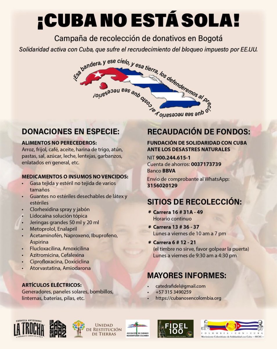 Nuestra solidaridad en Bogotá 👇🏽