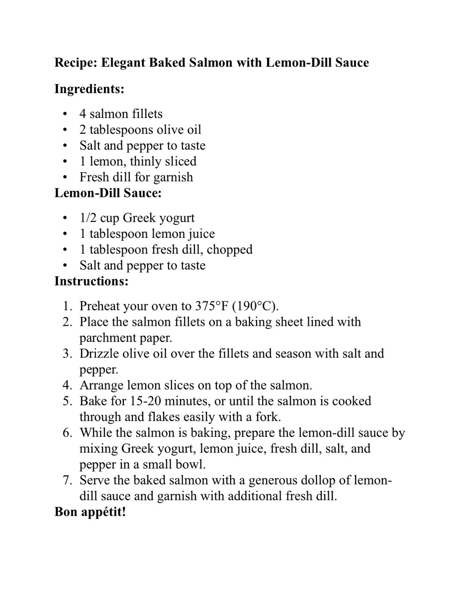 Discover the elegance of baked salmon with lemon-dill sauce. A perfect blend of flavors for a refined meal. 🍋🐟 #SalmonRecipe #GourmetCooking #HealthyEating #GaaSCloud
