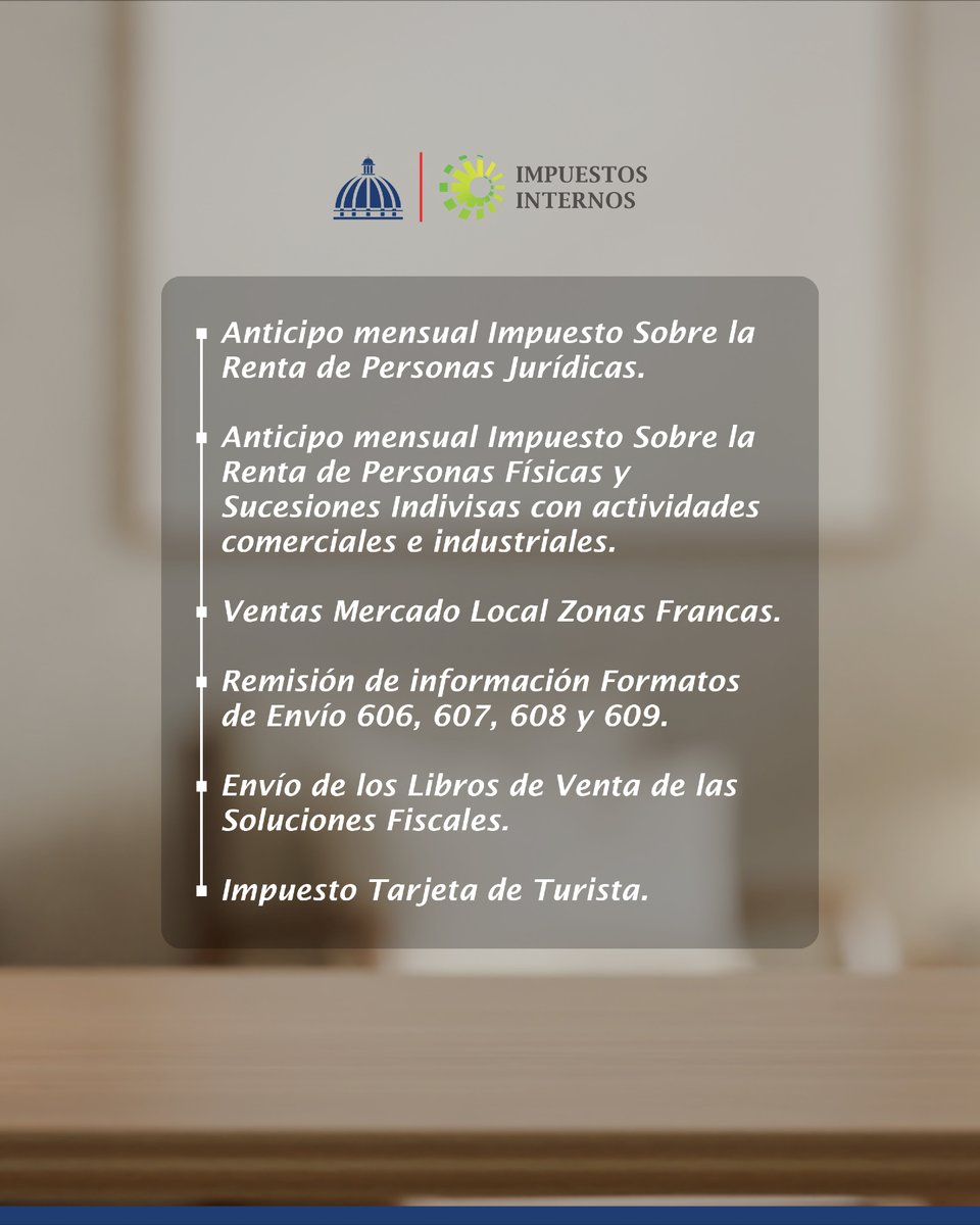 DGii's tweet photo. ¿Ya presentaste tus impuestos? Estos son los compromisos tributarios correspondientes al 16 de febrero.

Cumplir es tu misión. https://t.co/IRa4j9Fw3n