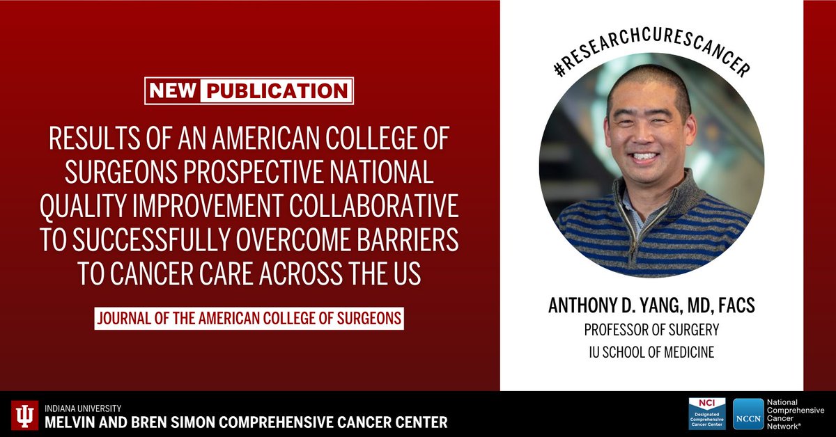 IUCancerCenter's tweet image. Discover key research from the cancer center’s Anthony D. Yang, MD, FACS, and colleagues published in the Journal of the American College of Surgeons. Read more: ow.ly/iSci50XIwYW. #ResearchCuresCancer #NCIcomprehensive @acsJACS