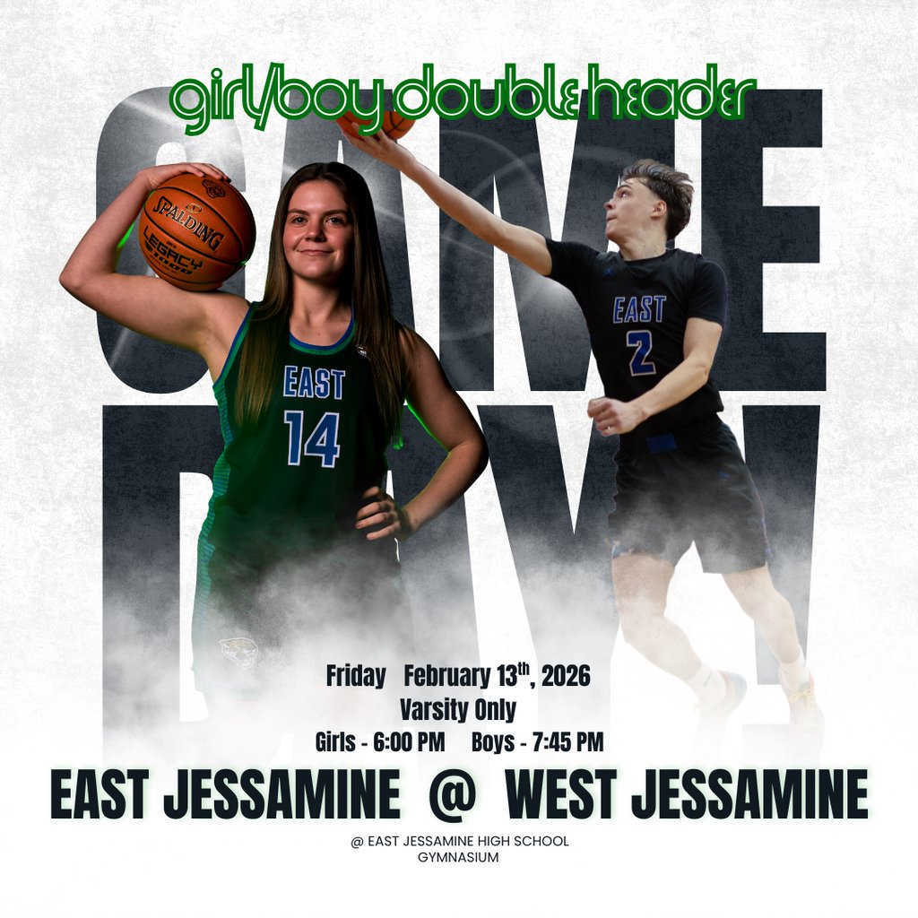 EastJessamineHi's tweet photo. Game Day!!
Let's show out in All White to the Girls and Boys Basketball Double Header as they take on Crosstown Rival West Jessamine!
Girls Game: 6pm
Hall of Fame Ceremony: 7:30pm
Boys Game: 7:45pm
#LetsGoJags https://t.co/oGTDtZtbqL