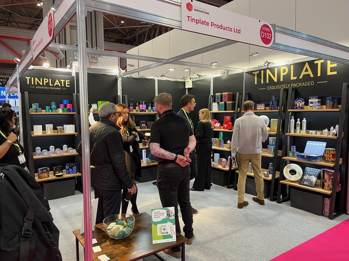 TinplateProduct's tweet photo. What a fantastic exhibition @EasyfairsPackUK  Birmingham NEC 2026! 
And to top it off, our beautiful stand won stand of the show! 🥇
If you would like your packaging to stand out like our stand, contact us today! https://t.co/xqUlgGwjYW https://t.co/qjMh7h4XTK