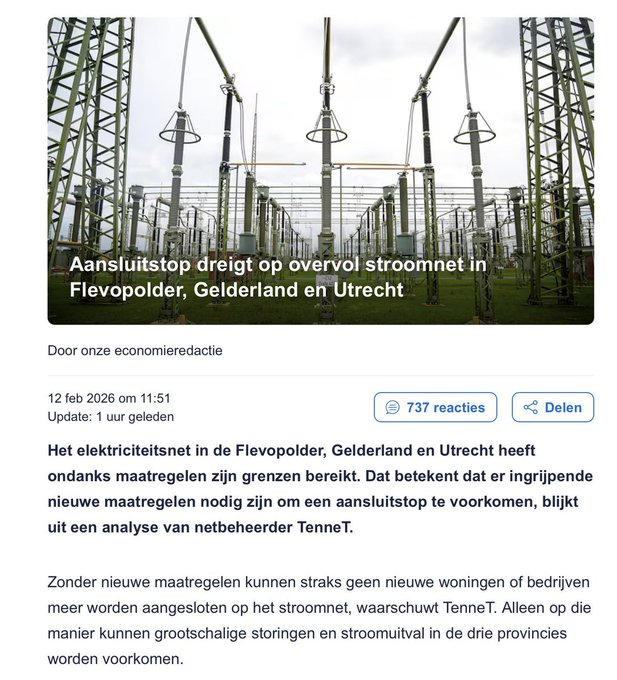 Piratenpartij's tweet image. Goh, er komt een vliegveld en een gigantisch datacentrum en 'ineens' zit het stroomnet overvol? 🤨 nu.nl/klimaat/638541…
#Lelystad #Nieuwsuur

En niet alleen in Lelystad, ook in Amsterdam.. 🤔 mastodon.social/@Matthijs85/11…