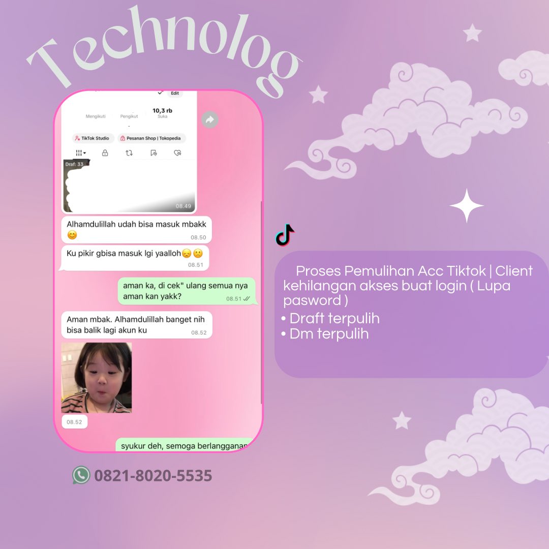 liseutte's tweet image. JASA PEMULIHAN AKUN \ UNSUS UNSUSPEND &amp;amp; HAPUS AKUN SOSMED

✅ LUPA PASWORD/KE HACK
✅ JASA SADAP WA/ LACAK LOKASI
✅ JASA HAPUS AKUN
✅ JASA HACK/PULIHKAN AKUN EMAIL,GMAIL,INSTAGRAM,TWITER, FB,TIKTOK,ALL SOSMED

fast respon, trusted
wa.me/+6282180205535