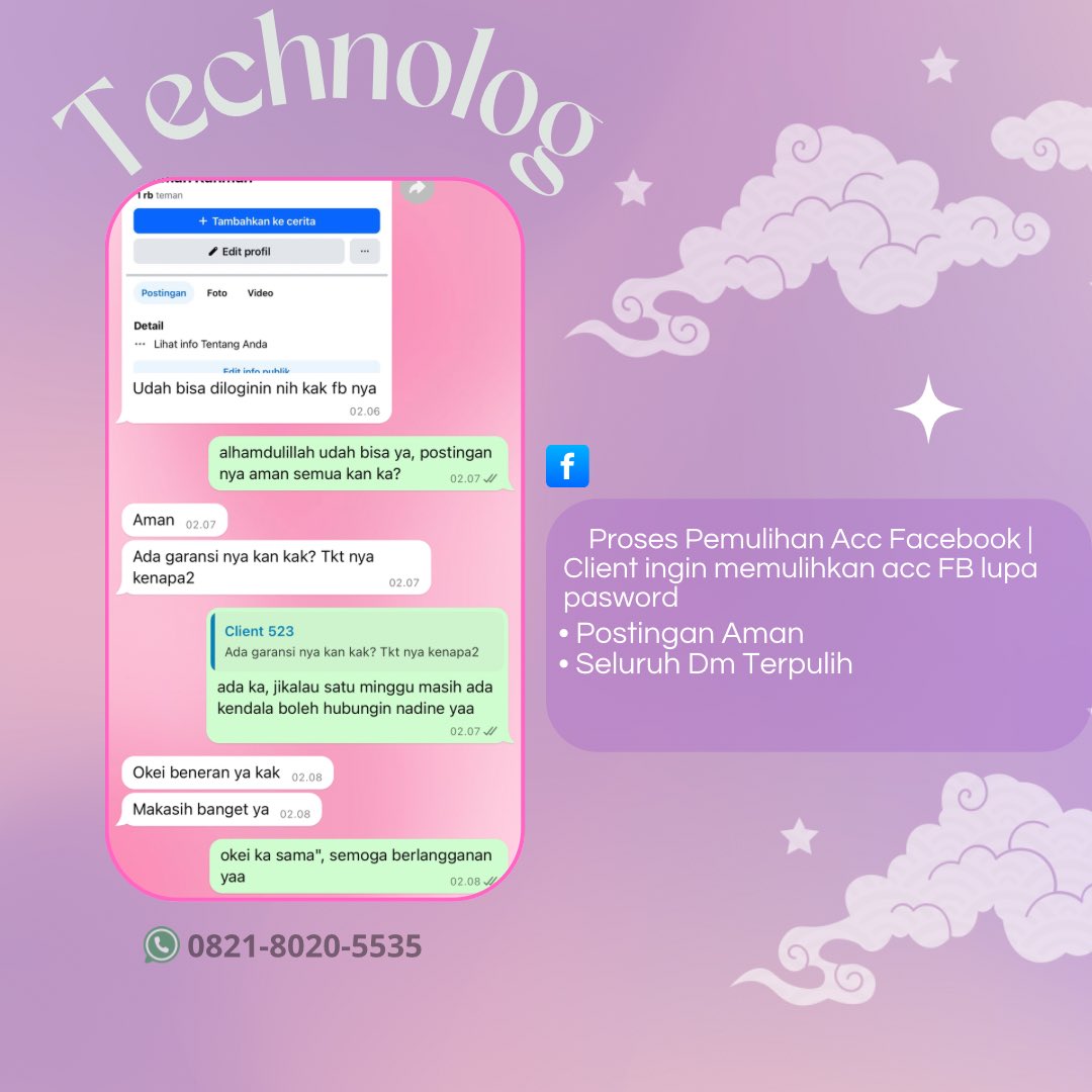 liseutte's tweet image. JASA PEMULIHAN AKUN \ UNSUS UNSUSPEND &amp;amp; HAPUS AKUN SOSMED

✅ LUPA PASWORD/KE HACK
✅ JASA SADAP WA/ LACAK LOKASI
✅ JASA HAPUS AKUN
✅ JASA HACK/PULIHKAN AKUN EMAIL,GMAIL,INSTAGRAM,TWITER, FB,TIKTOK,ALL SOSMED

fast respon, trusted
wa.me/+6282180205535