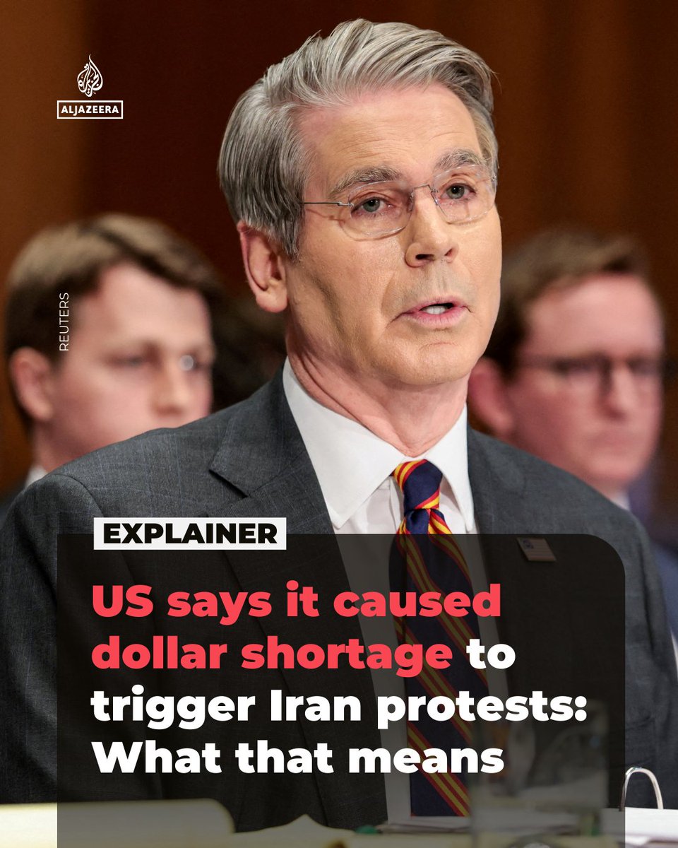 In a stunning admission, US Treasury Secretary Scott Bessent said Washington engineered a dollar shortage to send Iran's rial into freefall that culminated with protesters taking to the streets.

Here's what you need to know aje.news/6imvat