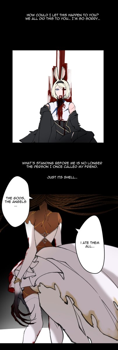 _Kyou's tweet image. a girl who can absorb impurity, illness and darkness inside of her body and heal others. But those don't just disappear inside of her. Instead it corrupts her, little by little...
(old comic about a possible ending)