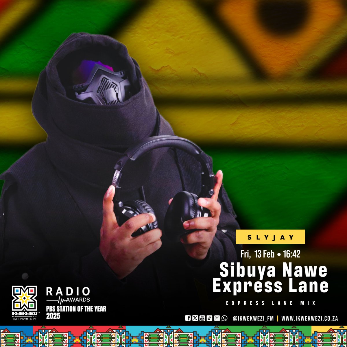 Ikwekwezi_FM's tweet photo. 📻 EMOYENI || #SibuyaNaweExpressLane
⏰16:10 #ArtistInterview : Shaun365
⏰ 16:42 #ExpressLaneMix : Slyjay
#UmkhanyoNgowakho
📻 90.6-107.7 FM
📱 https://t.co/7Rb5HTCkOd
💻Stream | https://t.co/OrmPWTGJv5 https://t.co/r9MlFWTsck