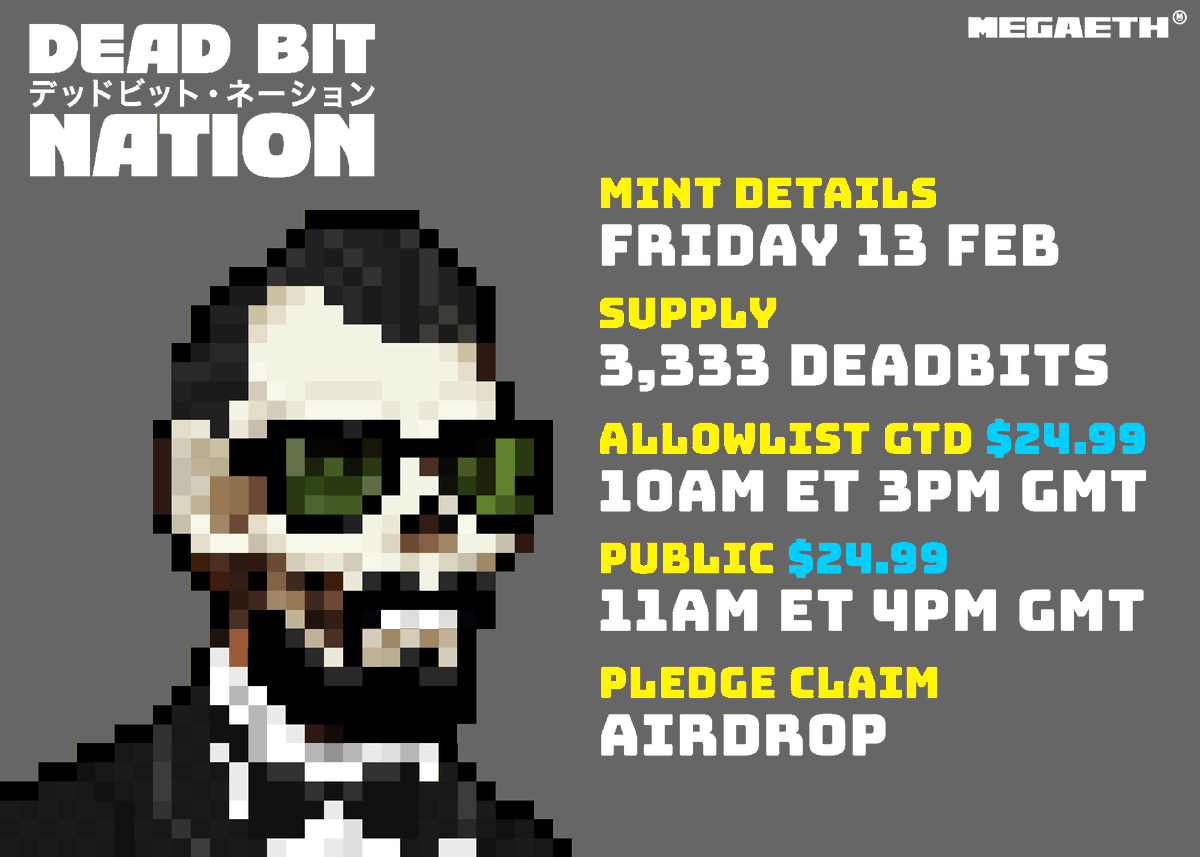 deadbitnation's tweet photo. gmega.
we're minting today.
looking forward to see y'all in the Nation.

wallet checker after the jump https://t.co/xunsJaO7iO