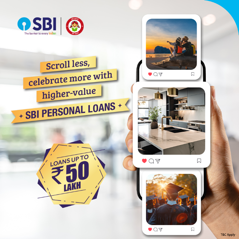 TheOfficialSBI's tweet photo. One Loan. Endless Possibilities.

SBI Personal Loans provide a comprehensive solution for every chapter of your journey with increased loan amount up to ₹50 lakh.