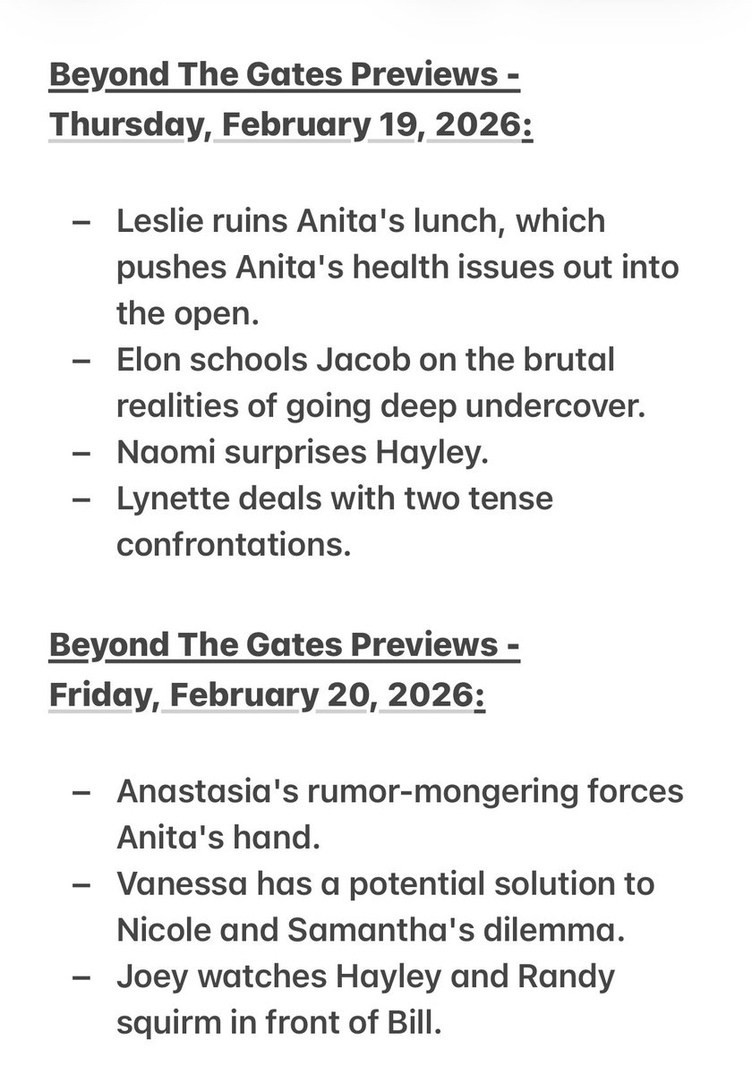 niki_smith1's tweet image. COMING UP next week on Beyond the Gates

❤️🩷 February 16th - February 20th ❤️ 🩷💕

🚨🚨 SPOILERS INCLUDED 🚨🚨 

#BeyondTheGates #BTG #Previews #Spoilers
