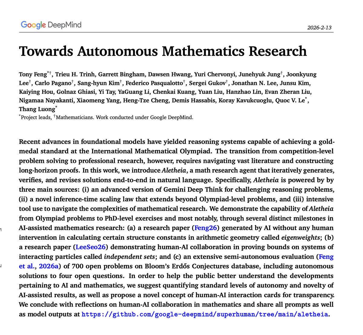richards_tu's tweet photo. seems like math would be one of the first few fields that would have fully automated research
and it kinda makes sense to me, because unlike physics, which needs understanding of real world, so may need some new architectures (or "world models"), math is something that only need rigorous text reasoning (even for geometry, you may need to transfer graphs to better-understandable text tokens or making model understand them better), so doing hard RL to current language models could push things even further.