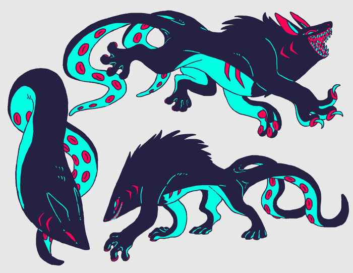 スキュラ　過去絵です🦈🐺(oc