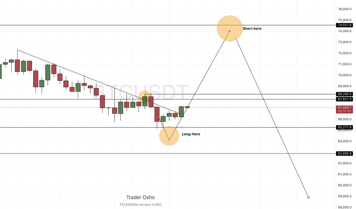 $BTC 

Bought some $BTC at 65100$ 
Wait for upper tap to short now