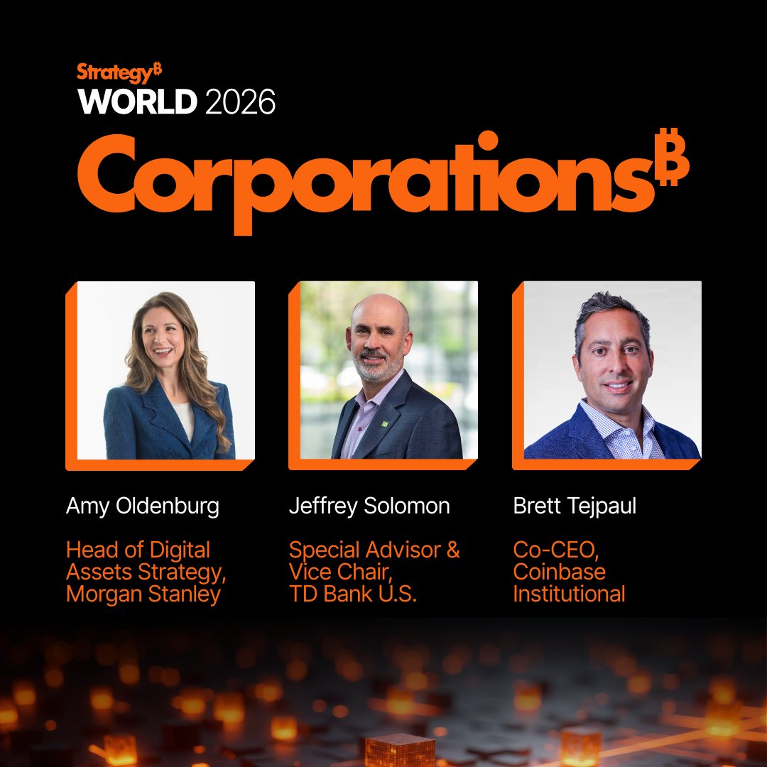 $BTC is the operating system of modern finance. Feb 24–25 I’ll host firesides with Amy Oldenburg (<a href="/MorganStanley/">Morgan Stanley</a>), Jeffrey Solomon (<a href="/TDBank_US/">TD Bank</a>), and <a href="/bretttejpaul/">Brett Tejpaul</a> (<a href="/coinbase/">Coinbase 🛡️</a>) on how banks are integrating digital assets into their <a href="/Strategy/">Strategy</a>. Join us in Las Vegas.