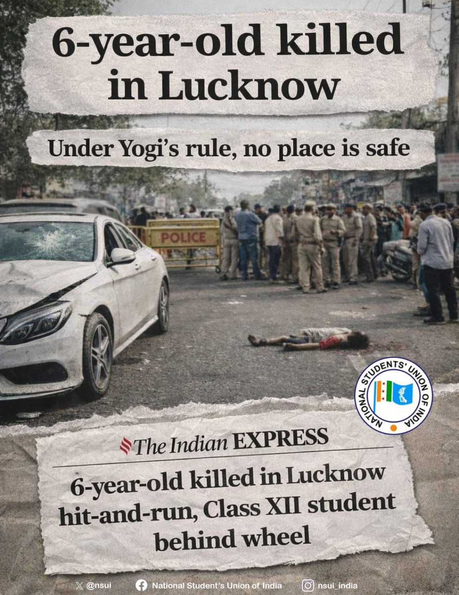 The tragic death of a young child in Lucknow is not just an accident, but a reflection of a system that has failed to ensure basic public safety. When even children are not safe on the streets, it exposes the hollow claims of governance and law and order.

NSUI demands