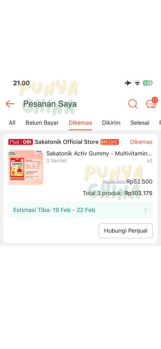 Yeayy seneng banget kebagian voc 33% shopee hari ini..

Aku kebetulan emg lagi ngerasa sedikit 'kurang darah' dan mutusin buat nyoba sakatonik activ gummy.
Satu boxnya 100rb an tapi Karena pake voc jadinya 103rb dapet 9 saset alias 1 box setengah!!!

Cuan sayyy. Ayo nih ciwi-ciwi